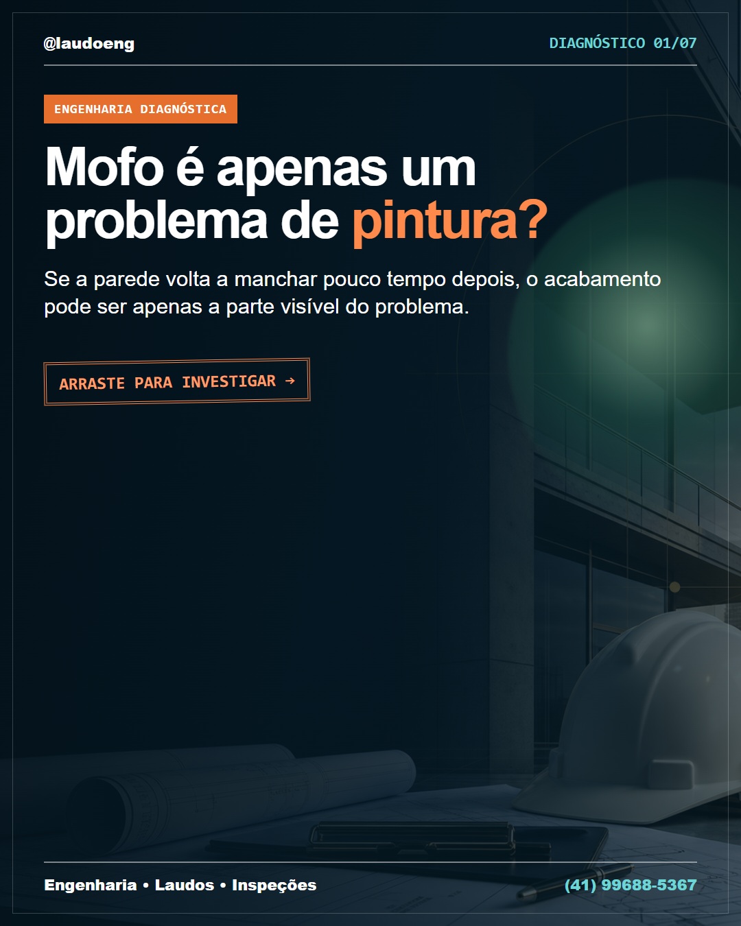 Conteúdo educativo sobre mofo, umidade e investigação da origem do problema